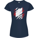 Torn Peru Flag Peruvian Day Football Womens Petite Cut T-Shirt Navy Blue
