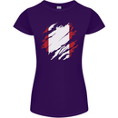 Torn Peru Flag Peruvian Day Football Womens Petite Cut T-Shirt Purple