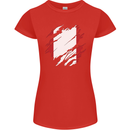 Torn Peru Flag Peruvian Day Football Womens Petite Cut T-Shirt Red