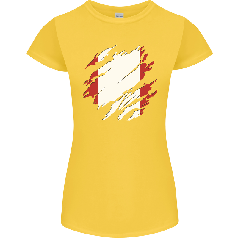 Torn Peru Flag Peruvian Day Football Womens Petite Cut T-Shirt Yellow