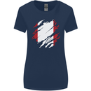Torn Peru Flag Peruvian Day Football Womens Wider Cut T-Shirt Navy Blue