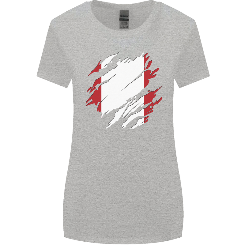 Torn Peru Flag Peruvian Day Football Womens Wider Cut T-Shirt Sports Grey
