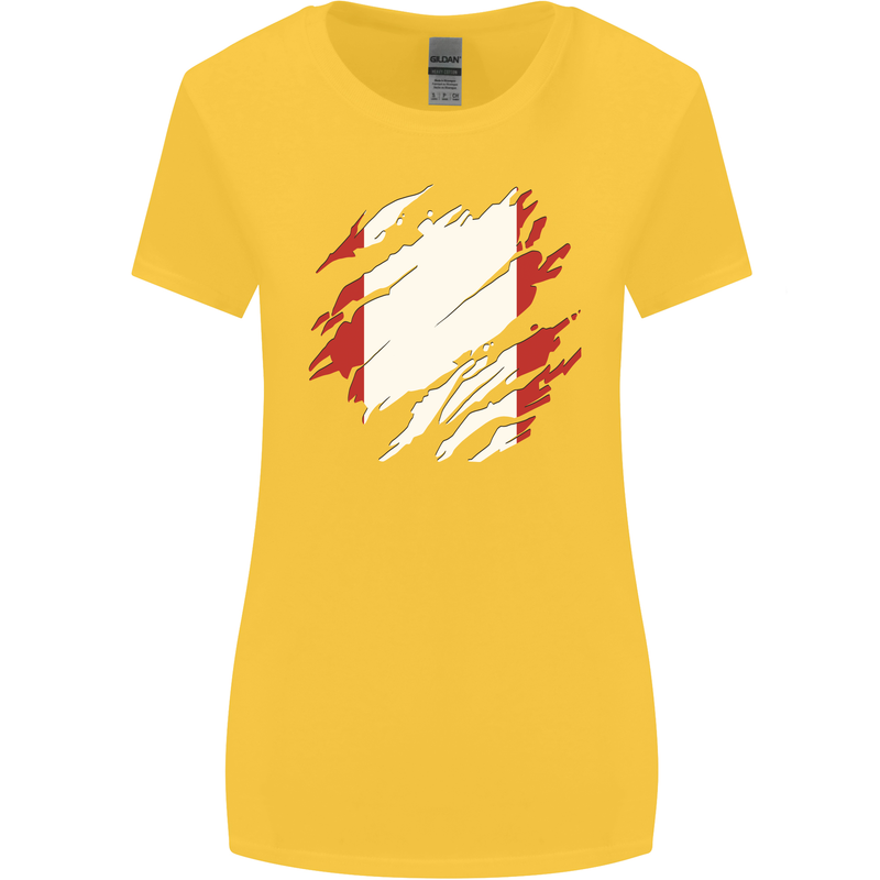 Torn Peru Flag Peruvian Day Football Womens Wider Cut T-Shirt Yellow
