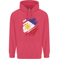 Torn Philippines Flag Philipino Day Football Childrens Kids Hoodie Heliconia