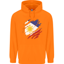 Torn Philippines Flag Philipino Day Football Childrens Kids Hoodie Orange