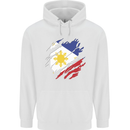 Torn Philippines Flag Philipino Day Football Childrens Kids Hoodie White