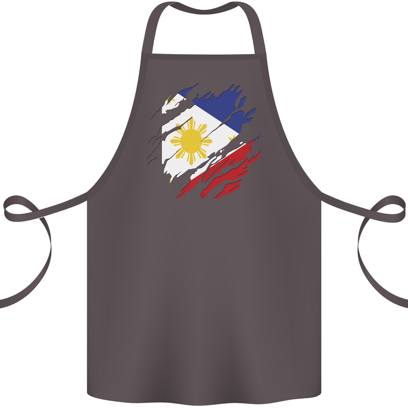 Torn Philippines Flag Philipino Day Football Cotton Apron 100% Organic Dark Grey