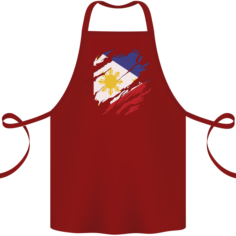 Torn Philippines Flag Philipino Day Football Cotton Apron 100% Organic Maroon