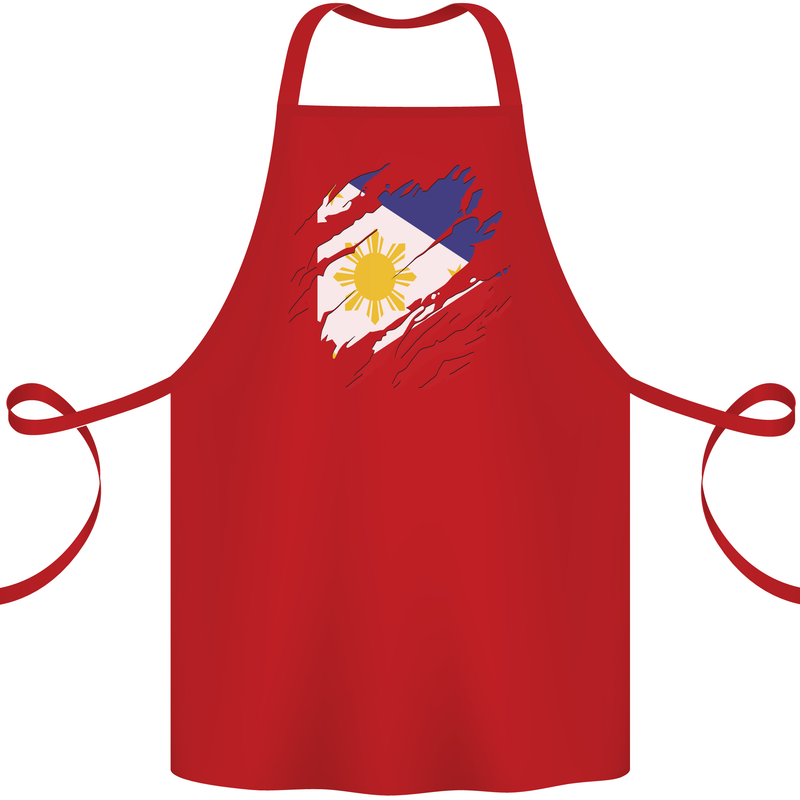 Torn Philippines Flag Philipino Day Football Cotton Apron 100% Organic Red