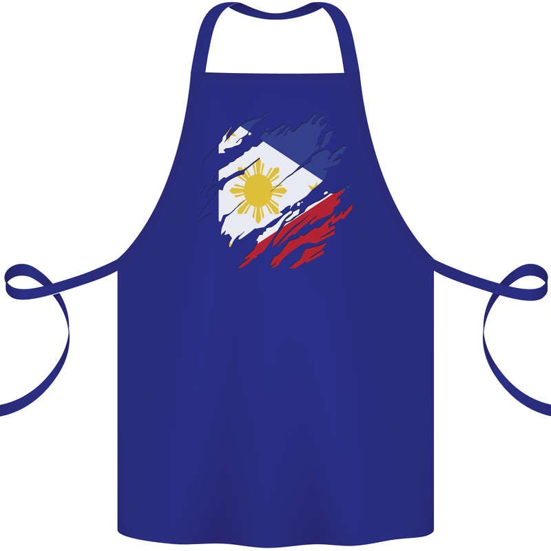 Torn Philippines Flag Philipino Day Football Cotton Apron 100% Organic Royal Blue
