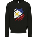 Torn Philippines Flag Philipino Day Football Kids Sweatshirt Jumper Black