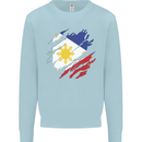 Torn Philippines Flag Philipino Day Football Kids Sweatshirt Jumper Light Blue
