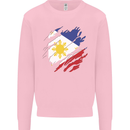 Torn Philippines Flag Philipino Day Football Kids Sweatshirt Jumper Light Pink
