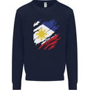 Torn Philippines Flag Philipino Day Football Kids Sweatshirt Jumper Navy Blue
