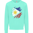 Torn Philippines Flag Philipino Day Football Kids Sweatshirt Jumper Peppermint