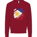 Torn Philippines Flag Philipino Day Football Kids Sweatshirt Jumper Red