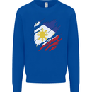 Torn Philippines Flag Philipino Day Football Kids Sweatshirt Jumper Royal Blue