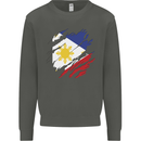 Torn Philippines Flag Philipino Day Football Kids Sweatshirt Jumper Storm Grey
