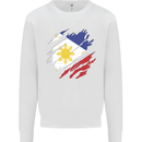 Torn Philippines Flag Philipino Day Football Kids Sweatshirt Jumper White