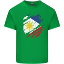 Torn Philippines Flag Philipino Day Football Kids T-Shirt Childrens Irish Green