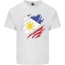 Torn Philippines Flag Philipino Day Football Kids T-Shirt Childrens White