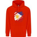 Torn Philippines Flag Philipino Day Football Mens 80% Cotton Hoodie Bright Red