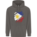 Torn Philippines Flag Philipino Day Football Mens 80% Cotton Hoodie Charcoal