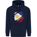 Torn Philippines Flag Philipino Day Football Mens 80% Cotton Hoodie Navy Blue