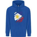 Torn Philippines Flag Philipino Day Football Mens 80% Cotton Hoodie Royal Blue
