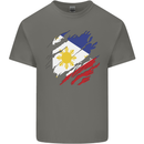 Torn Philippines Flag Philipino Day Football Mens Cotton T-Shirt Tee Top Charcoal