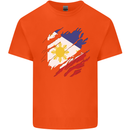 Torn Philippines Flag Philipino Day Football Mens Cotton T-Shirt Tee Top Orange