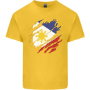 Torn Philippines Flag Philipino Day Football Mens Cotton T-Shirt Tee Top Yellow