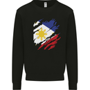 Torn Philippines Flag Philipino Day Football Mens Sweatshirt Jumper Black