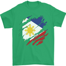 Torn Philippines Flag Philipino Day Football Mens T-Shirt 100% Cotton Irish Green