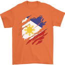 Torn Philippines Flag Philipino Day Football Mens T-Shirt 100% Cotton Orange