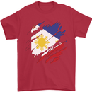 Torn Philippines Flag Philipino Day Football Mens T-Shirt 100% Cotton Red