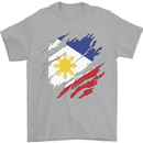Torn Philippines Flag Philipino Day Football Mens T-Shirt 100% Cotton Sports Grey