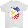 Torn Philippines Flag Philipino Day Football Mens T-Shirt 100% Cotton White