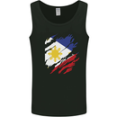 Torn Philippines Flag Philipino Day Football Mens Vest Tank Top Black
