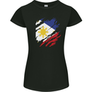 Torn Philippines Flag Philipino Day Football Womens Petite Cut T-Shirt Black