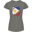 Torn Philippines Flag Philipino Day Football Womens Petite Cut T-Shirt Charcoal