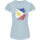 Torn Philippines Flag Philipino Day Football Womens Petite Cut T-Shirt Light Blue