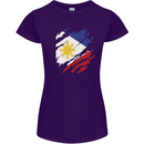 Torn Philippines Flag Philipino Day Football Womens Petite Cut T-Shirt Purple