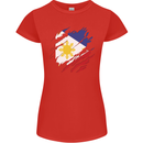 Torn Philippines Flag Philipino Day Football Womens Petite Cut T-Shirt Red