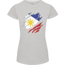 Torn Philippines Flag Philipino Day Football Womens Petite Cut T-Shirt Sports Grey