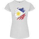 Torn Philippines Flag Philipino Day Football Womens Petite Cut T-Shirt White