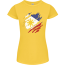Torn Philippines Flag Philipino Day Football Womens Petite Cut T-Shirt Yellow