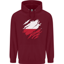 Torn Poland Flag Polish Day Football Childrens Kids Hoodie Maroon