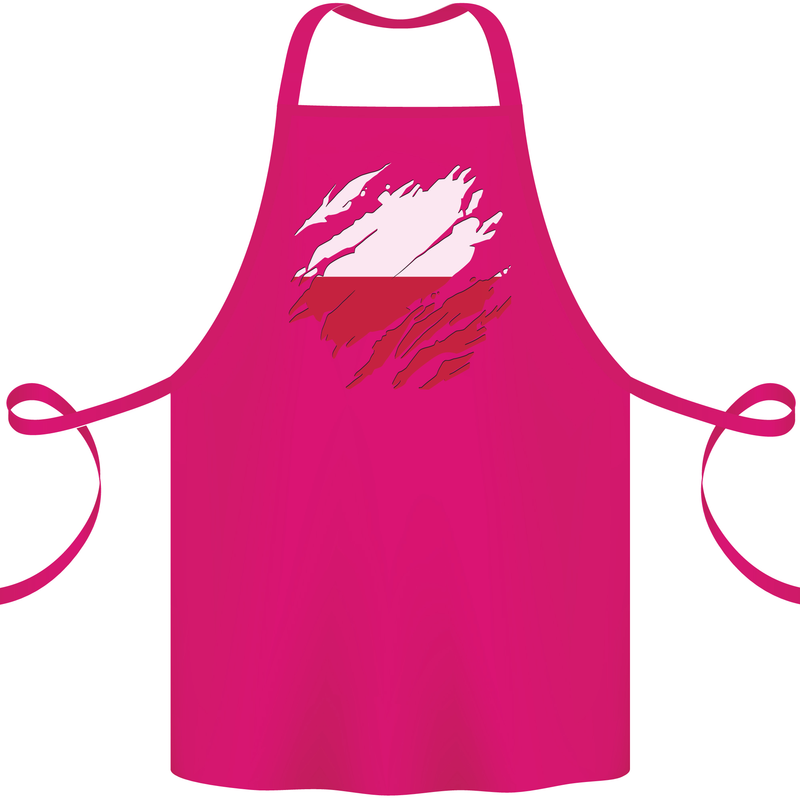 Torn Poland Flag Polish Day Football Cotton Apron 100% Organic Pink