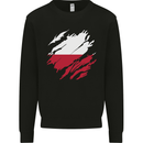 Torn Poland Flag Polish Day Football Kids Sweatshirt Jumper Black